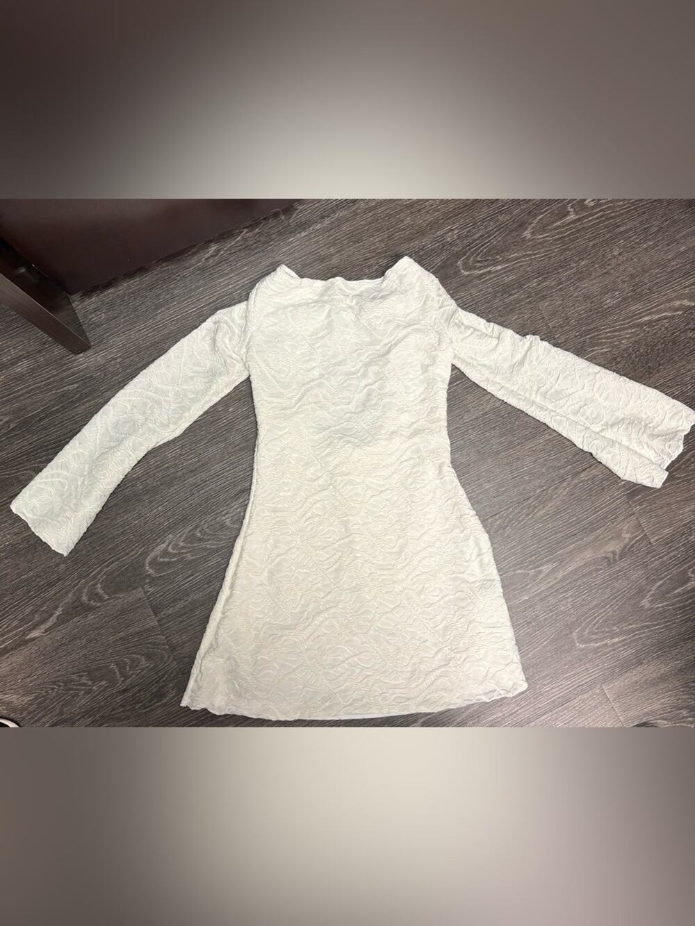 Women's White Lace print Long-Sleeve dress